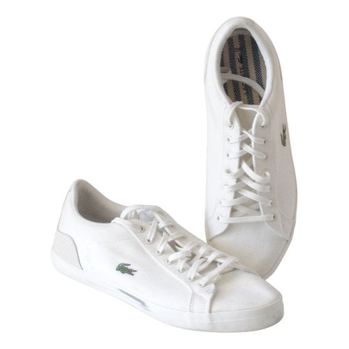 Pre-owned Lacoste Cloth Low Trainers In Ecru