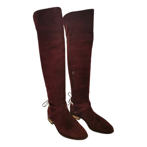Pre-owned Dior Riding Boots In Burgundy