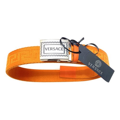 Pre-owned Versace Leather Belt In Orange