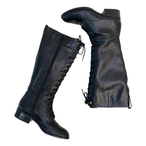 Pre-owned Ralph Lauren Leather Boots In Black