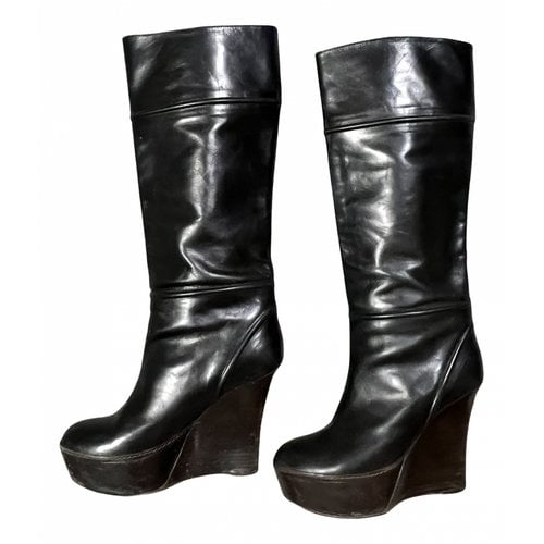 Pre-owned Marni Leather Riding Boots In Black
