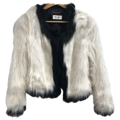 Pre-owned Saint Laurent Faux Fur Coat In White