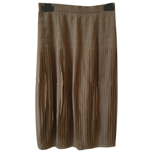 Pre-owned Givenchy Silk Mid-length Skirt In Khaki