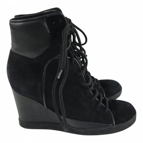 Pre-owned See By Chloé Leather Lace Up Boots In Black