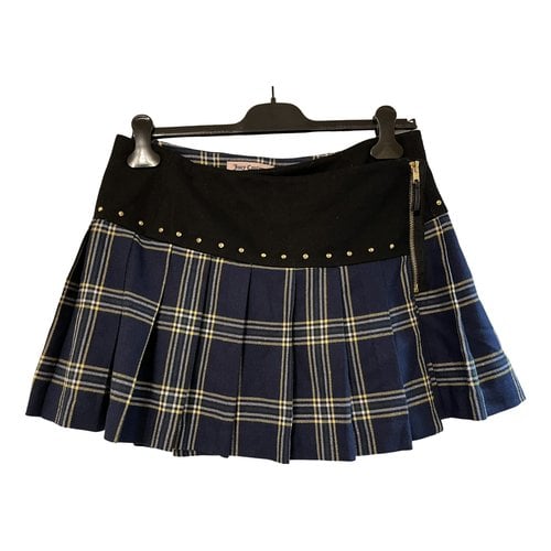 Pre-owned Juicy Couture Wool Mini Skirt In Navy