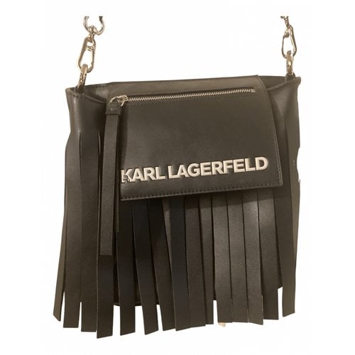 Pre-owned Karl Lagerfeld Vegan Leather Handbag In Black