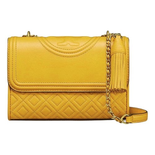 Pre-owned Tory Burch Leather Handbag In Yellow