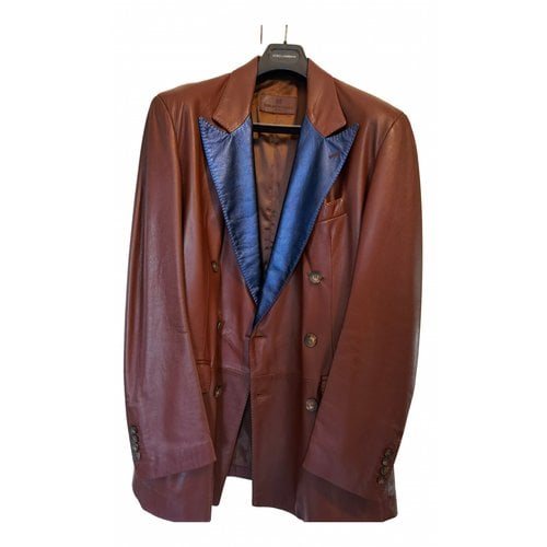 Pre-owned Bruno Magli Leather Vest In Burgundy