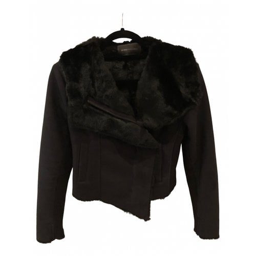 Pre-owned Bcbg Max Azria Faux Fur Coat In Black