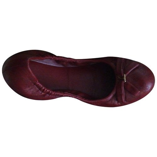 Pre-owned Louis Vuitton Leather Ballet Flats In Burgundy