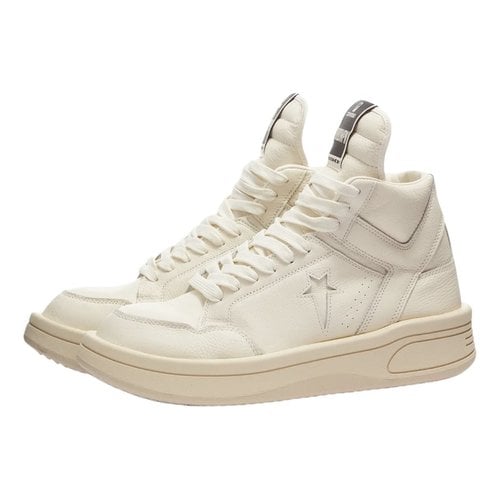 Pre-owned Rick Owens Leather Trainers In Beige