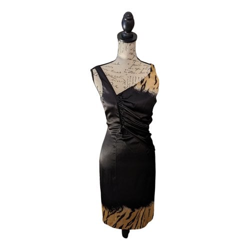 Pre-owned Roberto Cavalli Silk Mini Dress In Black