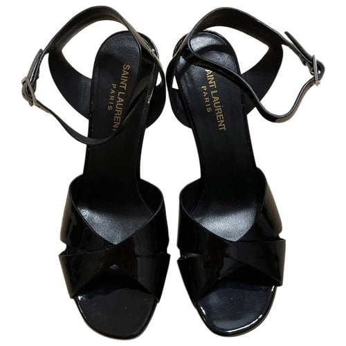 Pre-owned Saint Laurent Patent Leather Sandals In Black