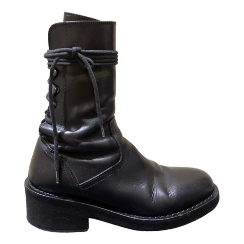Pre-owned Ann Demeulemeester Leather Lace Up Boots In Black