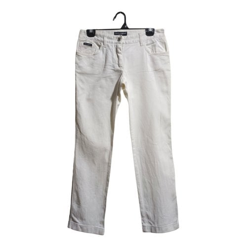 Pre-owned Dolce & Gabbana Straight Jeans In White
