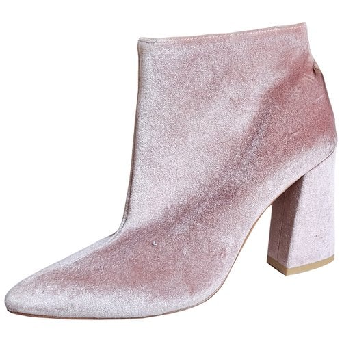 Pre-owned Stuart Weitzman Cloth Ankle Boots In Pink