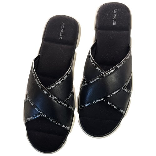 Pre-owned Moncler Leather Mules In Black