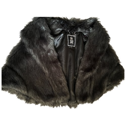 Pre-owned Juicy Couture Faux Fur Cape In Black