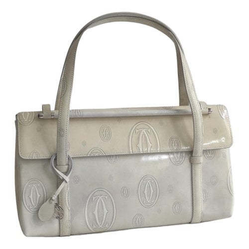 Pre-owned Cartier Cabochon Patent Leather Mini Bag In Grey
