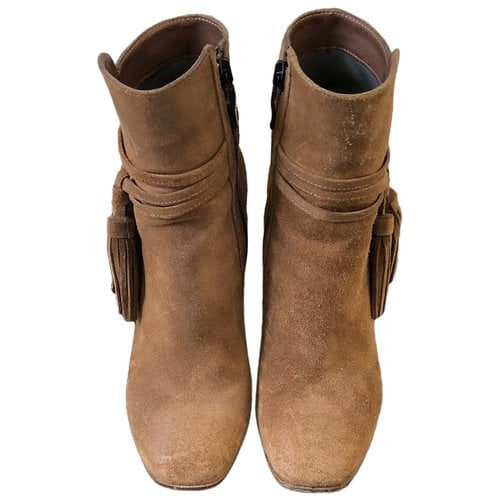 Pre-owned Janet & Janet Ankle Boots In Camel