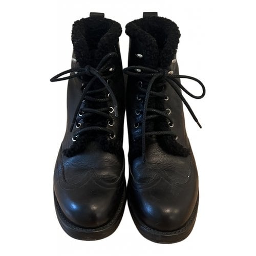 Pre-owned Rag & Bone Leather Lace Up Boots In Black