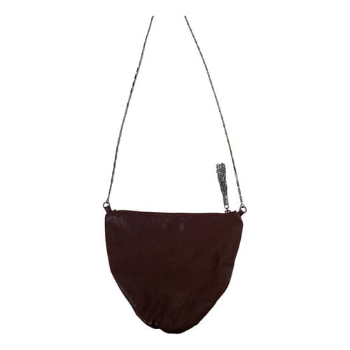 Pre-owned Maje Leather Crossbody Bag In Burgundy