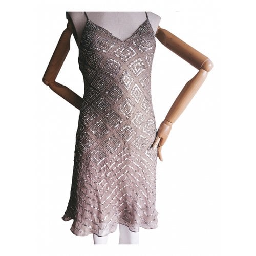 Pre-owned Basix Silk Mid-length Dress In Beige