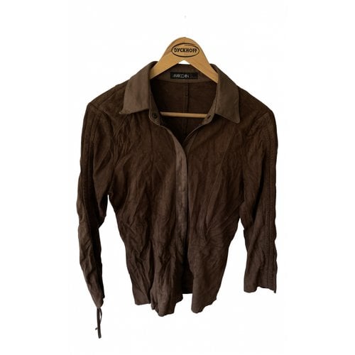 Pre-owned Marc Cain Leather Blouse In Brown