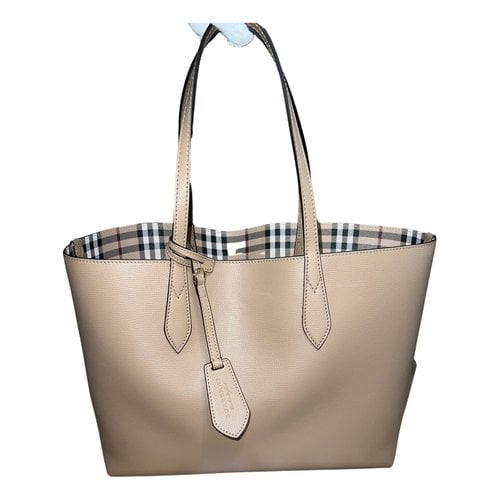 Pre-owned Burberry Leather Tote In Camel