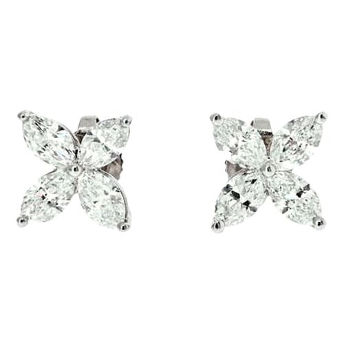 Pre-owned Tiffany & Co Victoria Platinum Earrings In White