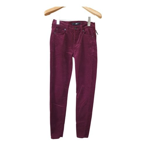 Pre-owned 7 For All Mankind Slim Jeans In Burgundy