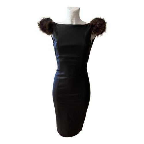 Pre-owned Thomas Wylde Leather Mid-length Dress In Black