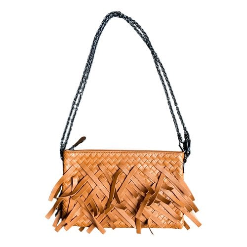 Pre-owned Bottega Veneta Fringe Pouch Leather Crossbody Bag In Orange