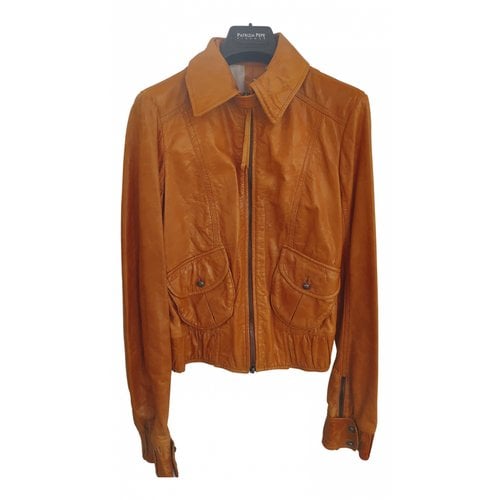 Pre-owned Patrizia Pepe Leather Jacket In Orange
