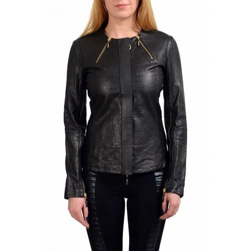 Pre-owned Just Cavalli Leather Biker Jacket In Black