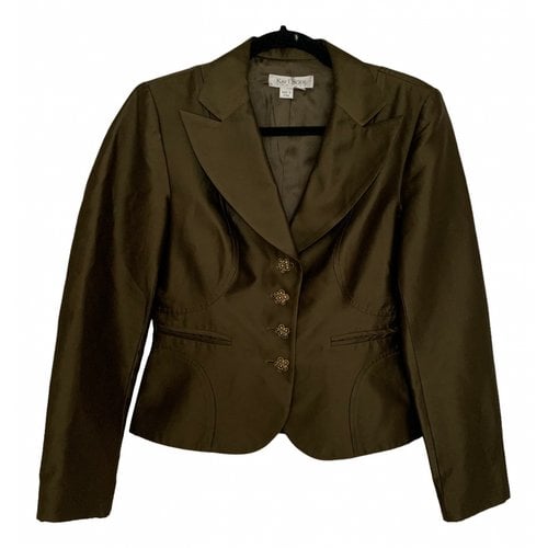 Pre-owned Kay Unger Silk Blazer In Green