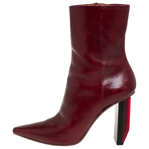 Pre-owned Vetements Leather Boots In Burgundy
