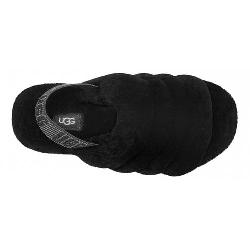 Pre-owned Ugg Faux Fur Sandals In Black