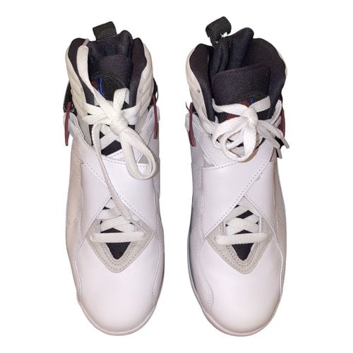 Pre-owned Jordan 8 Leather Trainers In White