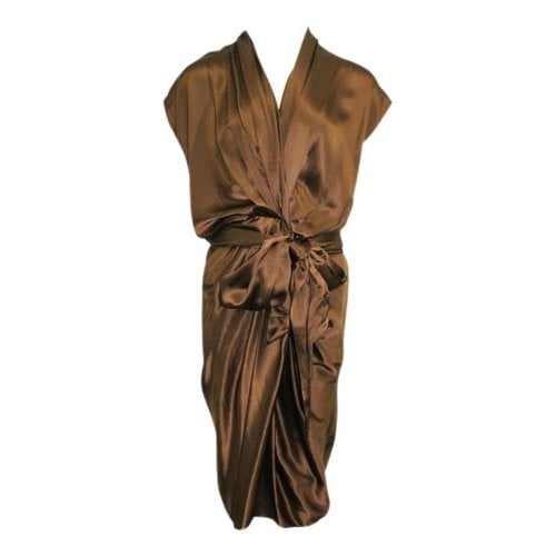 Pre-owned Lanvin Silk Dress In Brown