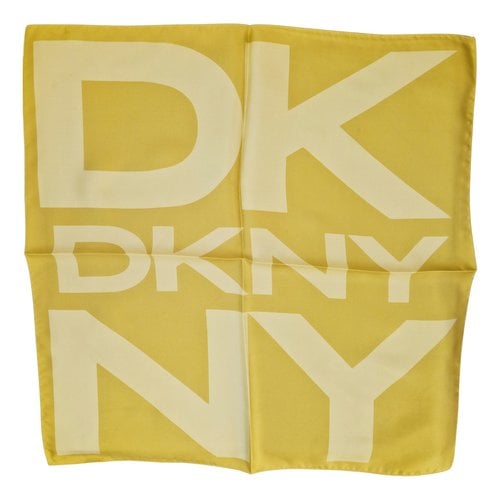 Pre-owned Dkny Silk Neckerchief In Yellow