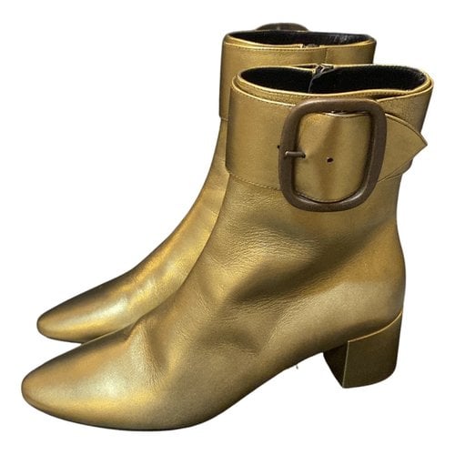 Pre-owned Saint Laurent Leather Ankle Boots In Gold