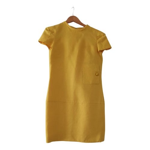Pre-owned Versace Wool Mini Dress In Yellow