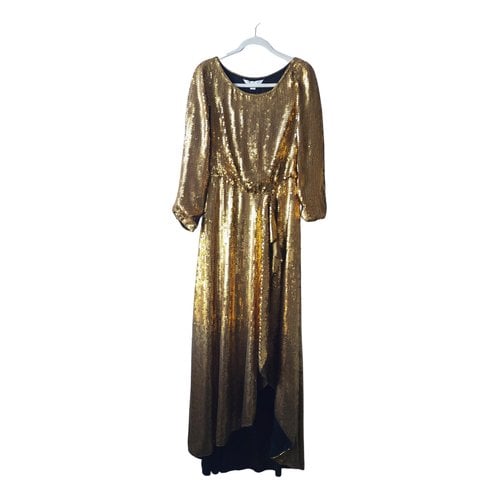 Pre-owned Diane Von Furstenberg Glitter Maxi Dress In Gold