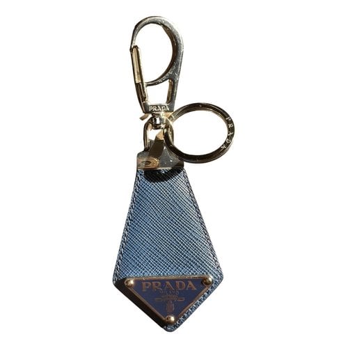 Pre-owned Prada Leather Key Ring In Blue