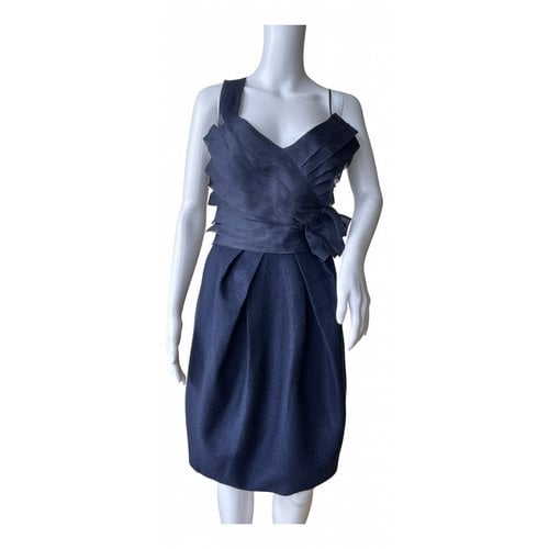 Pre-owned Ermanno Scervino Silk Mid-length Dress In Navy