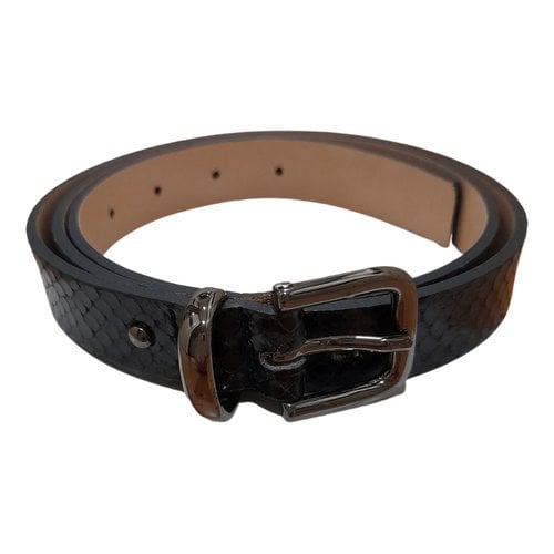 Pre-owned Wolford Leather Belt In Navy