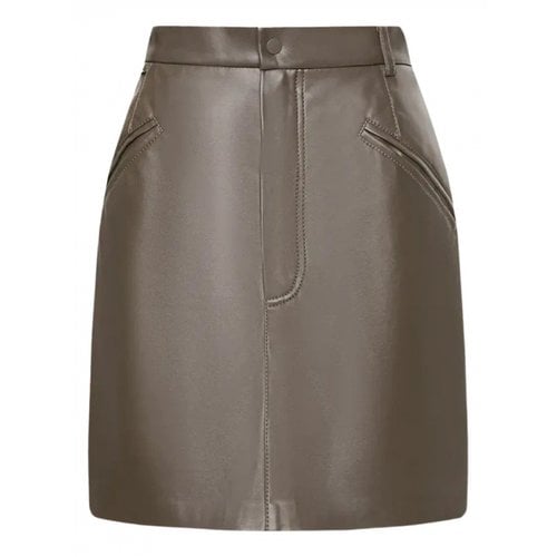 Pre-owned 12 Storeez Vegan Leather Mini Skirt In Brown
