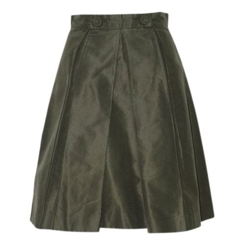Pre-owned Prada Silk Skirt In Green