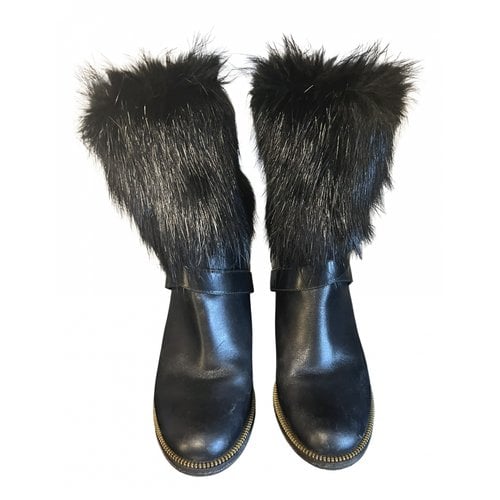 Pre-owned Sergio Rossi Leather Snow Boots In Black